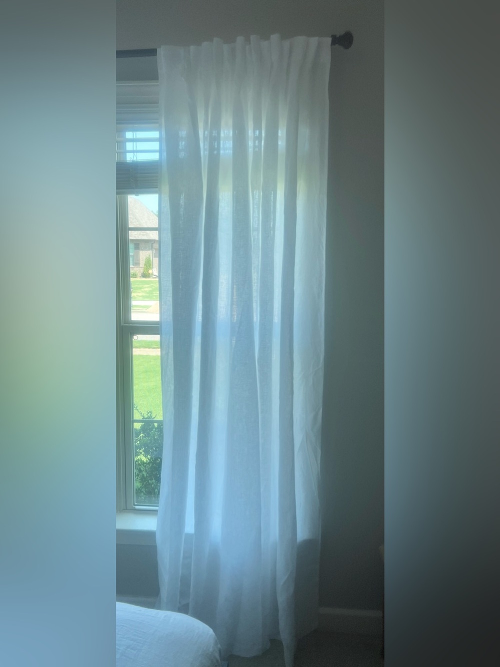 Pottery Barn Emery White Light Filtering Linen Curtain Panel 100x96 👀